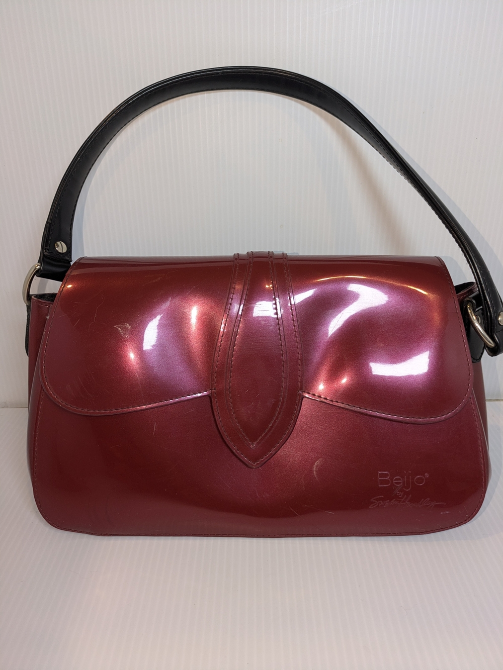 Beijo by Susan Handley Metallic Red Patent Y2K Shoulder Bag Purse